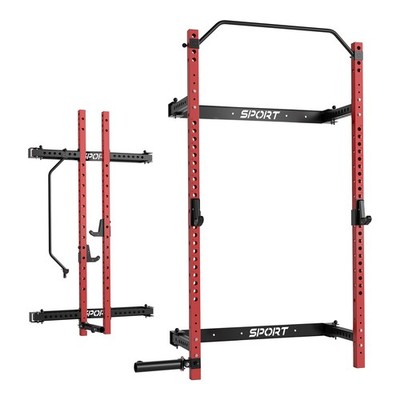 Multi-Function Folding Squat Rack 1000LBS Capacity Wall Mounted with Pull Up Bar