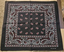 BLACK RED COLOR PAISLEY COLORFUL HANDKERCHIEF BANDANA SET OF 3 BANDANNA