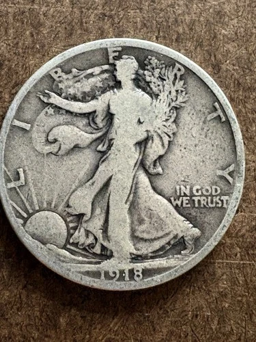 1918-S Walking Liberty 90% Silver Half Dollar 50c Cent.     #9