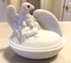 Vintage Westmoreland Milk Glass Eagle on Nest Candy Dish
