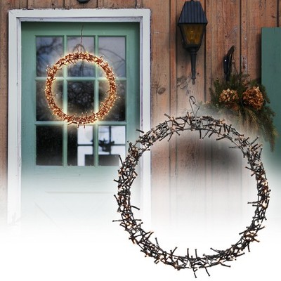 Lichterkranz Türkranz Ø38 cm Weihnachtsbeleuchtung Kranz IP44 warmweiß 300 LED