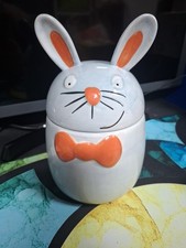 Ceramic Bunny Rabbit Cookie Jar 8" Good Used Condition