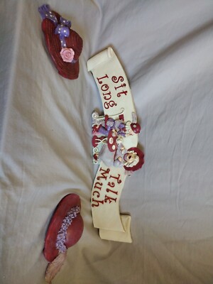Red Hats Ladies Sign 'Sit Long Talk Much'