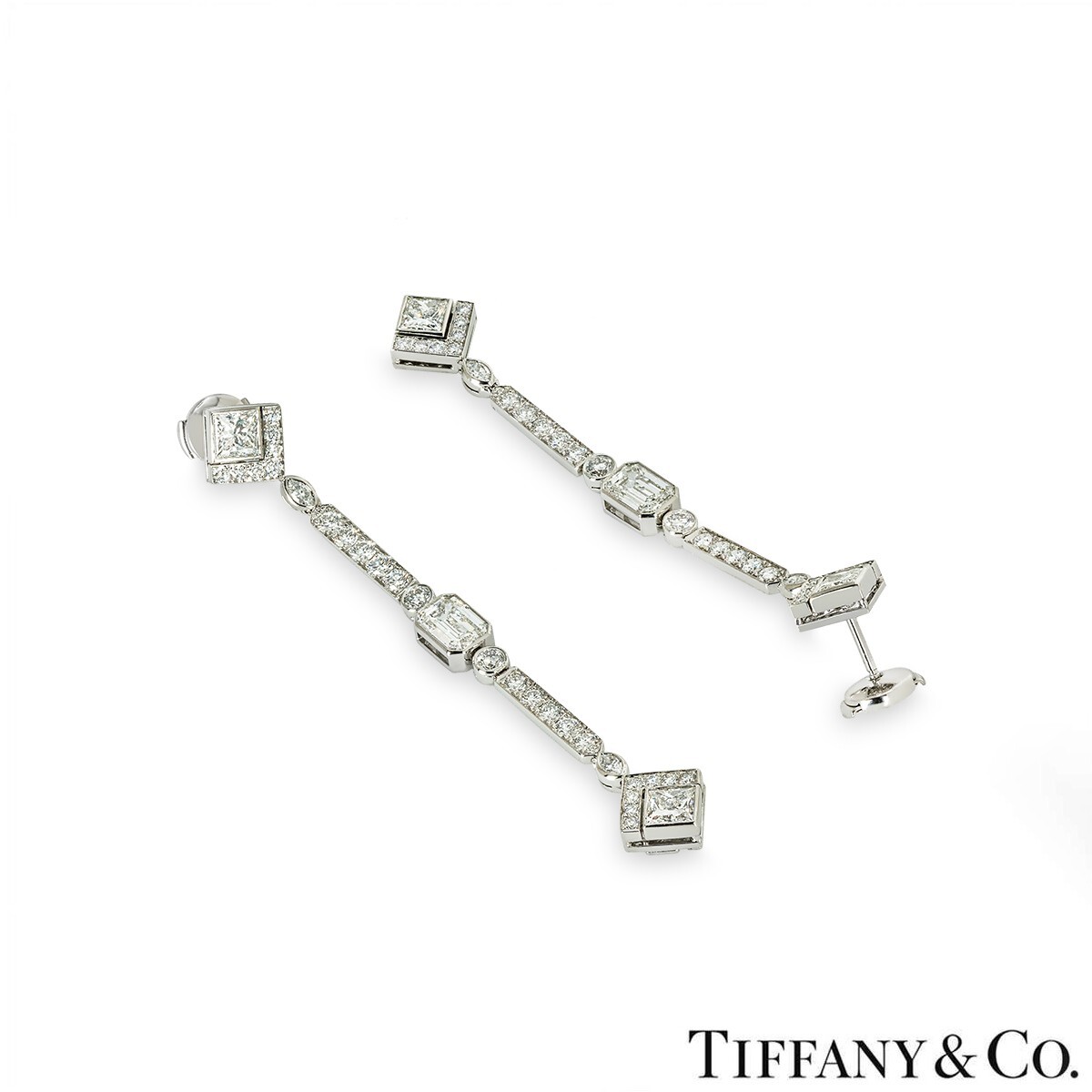 Tiffany & Co. Platinum Diamond Drop Earrings 3.75 TCW  RRP: £65,400 image 5