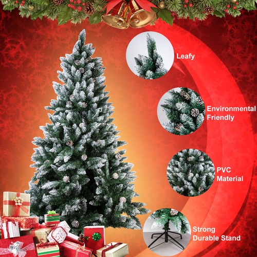 1.2M 1.5M 1.8M 2.1M Christmas Tree Pine Cone Snow Flocked Home Xmas Decorations - Picture 6 of 20