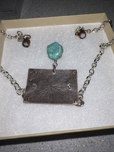 Tree Of Life Necklace With Turquoise Stone Magnetic Clasp 20” - Picture 5 of 5