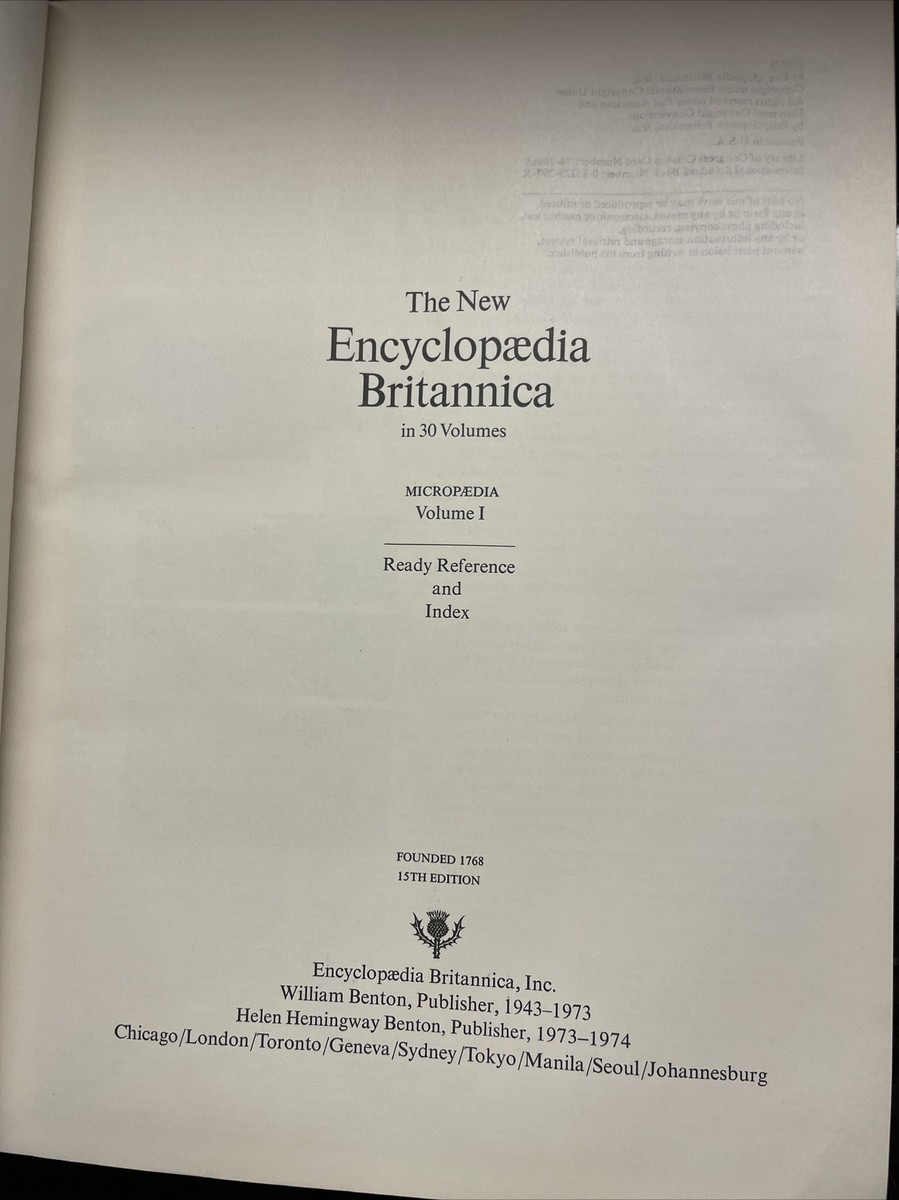 Encyclopedia Britannica 1975 15th Edition MICROPEDIA Volumes