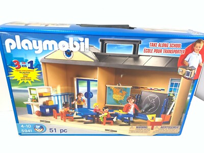 Playmobil School Set 5941 51 pc Take Along Case Transport Children Teacher NEW