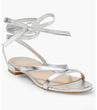 440 Stuart Weitzman Anita Lace-Up Sandal silver LEATHER WRAP AROUND 8 DB13