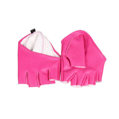 Damen Glänzend Kurz Leder Handschuhe Halbe Finger Fingerlose Tanz Motorrad #J