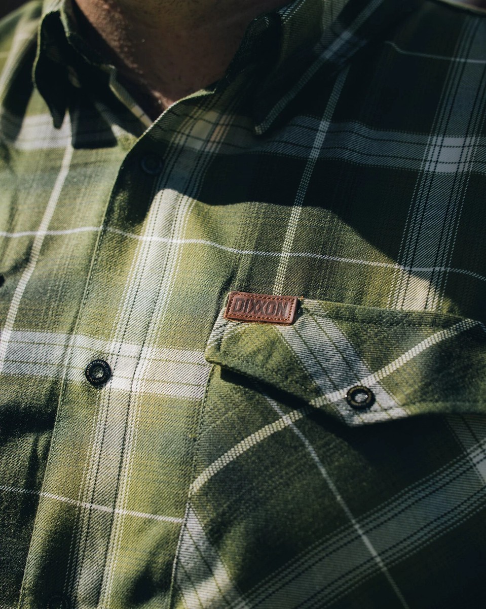 Dixxon Flagstaff Olive Green Plaid Snap Flannel Shirt Mens Tall