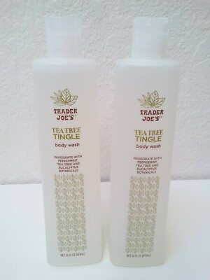 2 Pack Trader Joes Tea Tree Tingle Body Wash Peppermint & Eucalyptus 16 oz each
