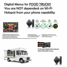 Digital signage and digital menu boards for food trucks and concession stand
