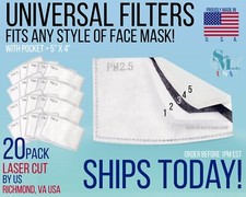 Face Mask Filters - Made in USA Replacement Filters for Face Masks PM2.5 Filters