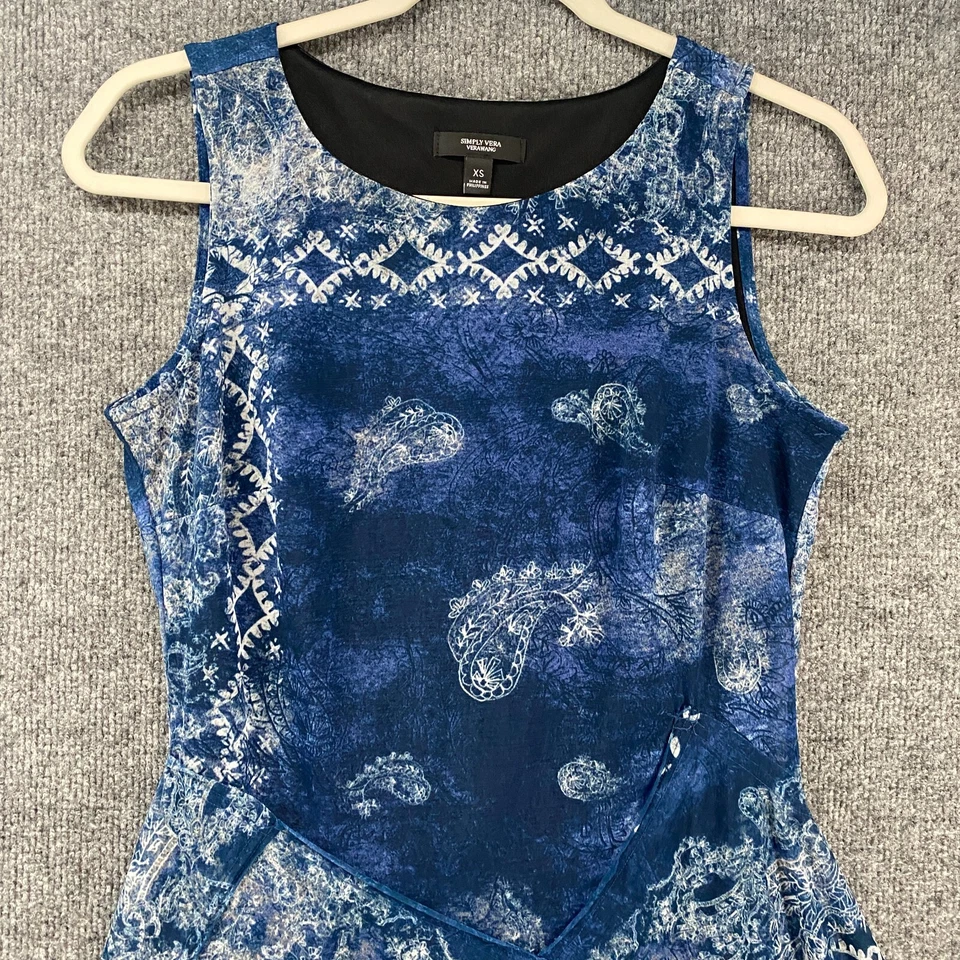 Vestido Simply Vera Wang XS Azul Patchwork Bandana Asimétrico Western Boho Años 90 Y2K Foto 2 de 4