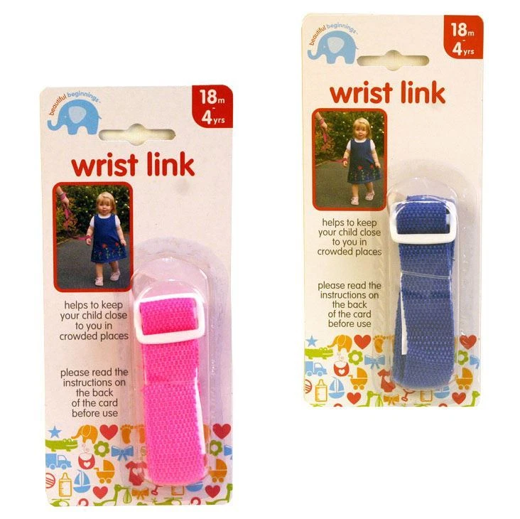 Wrist Link Toddler strap tether Pink or Blue 18m+ Beautiful Beginnings