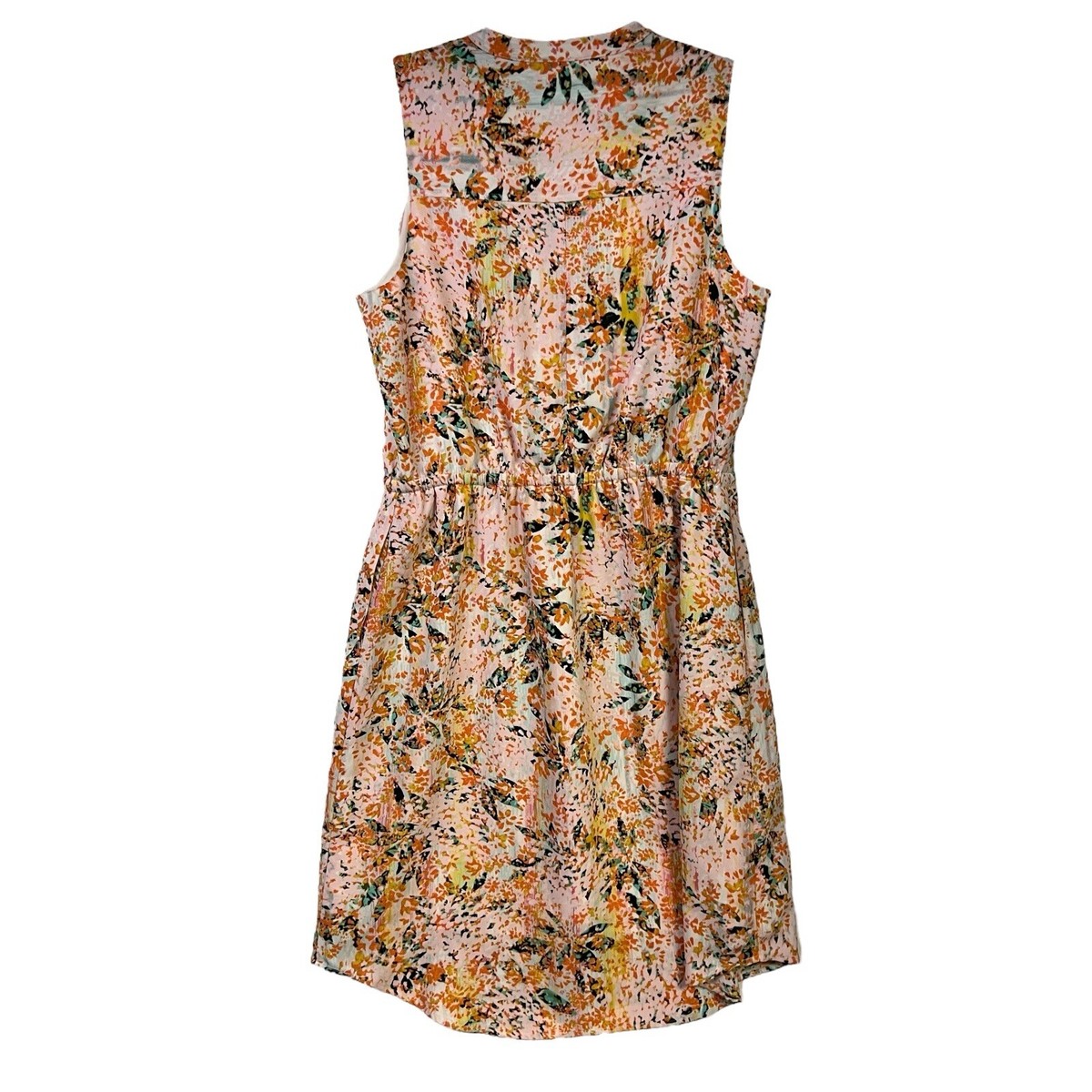 Apt. 9 Floral Sleeveless Dress Drawstring V-Neckline Fit n