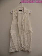 Central Park West White Sleeveless Vest Cardigan Long Women's Small
