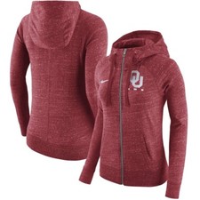 NIKE OKLAHOMA SOONERS OU FULL ZIP WOMEN HEATHERED RED HOODIE NEW SMALL