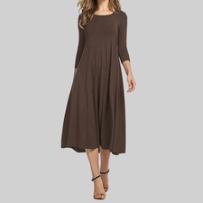Damen Swing Freizeitkleid Herbstkleid Halbarm...