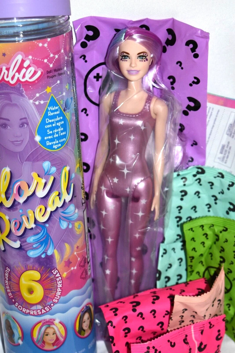 Barbie Color Reveal Doll with 6 Surprises, Rainbow Galaxy Series