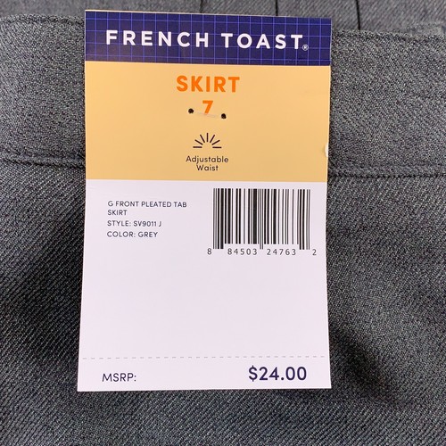 French Toast Girls Size 7 Grey Adjustable Waist Front Tab Pleated Skirts NWT - Picture 2 of 4