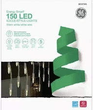 GE Energy Smart 150 Ct Warm White LED Plug-In Christmas / Wedding Icicle Lights