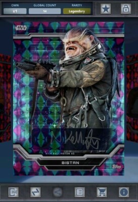 Star Wars Card Trader - Digital Legendary Strata Black Signature Bistan 14cc