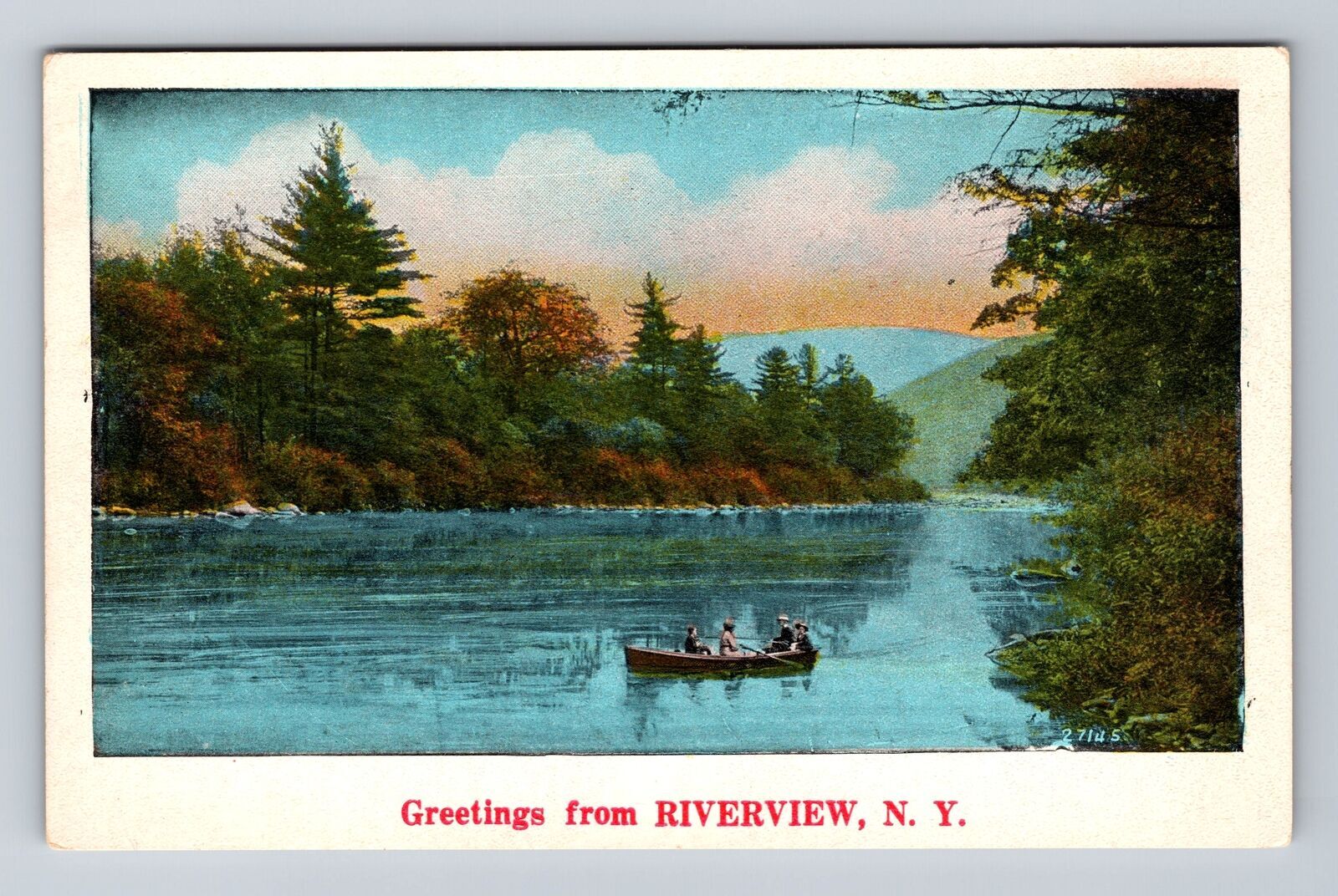 Riverview NY-New York, Scenic Greetings, Antique Souvenir Vintage Postcard