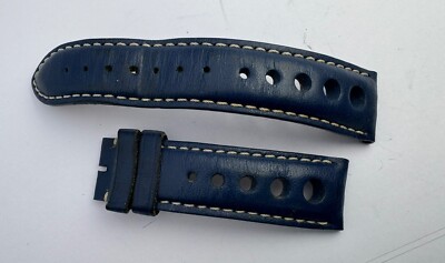 Bremont 22mm Genuine Blue Leather Watch Strap for Racing Strap