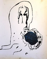 Original Fine Art Painting Oil on Paper - "Cancer"