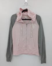 Victoria's Secret PINK Hoodie S Pink Gray Colorblock Logo Full Zip-READ