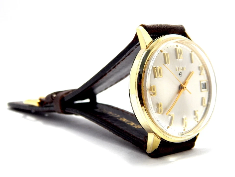 Reloj Vintage ELGIN Cuerda Manual 17 Joyas Estuche Chapado en Oro 34mm Hombres Funcionando Foto 4 de 4