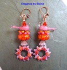 Pink Birds Orange Accents Handmade Colorful Earrings Nature Gift for Her OOAK — photo 3