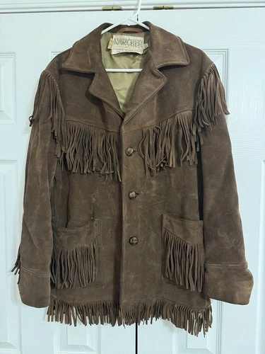 Schott Rancher Western Fringe Suede Leather Jacket USA Made Sz 42 - product listing photo