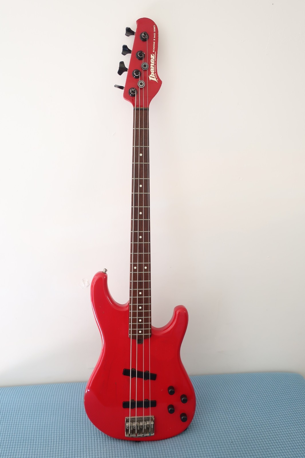 Vintage 1980s Ibanez Roadstar II Bass Guitar MIJ Cream Worn In Cool Cherry Red
