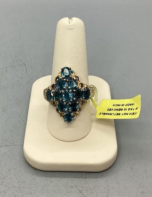 STS Chuck Clemency Sterling Blautopas mit Gold Vermeil Akzenten Ring-Größe 8,5