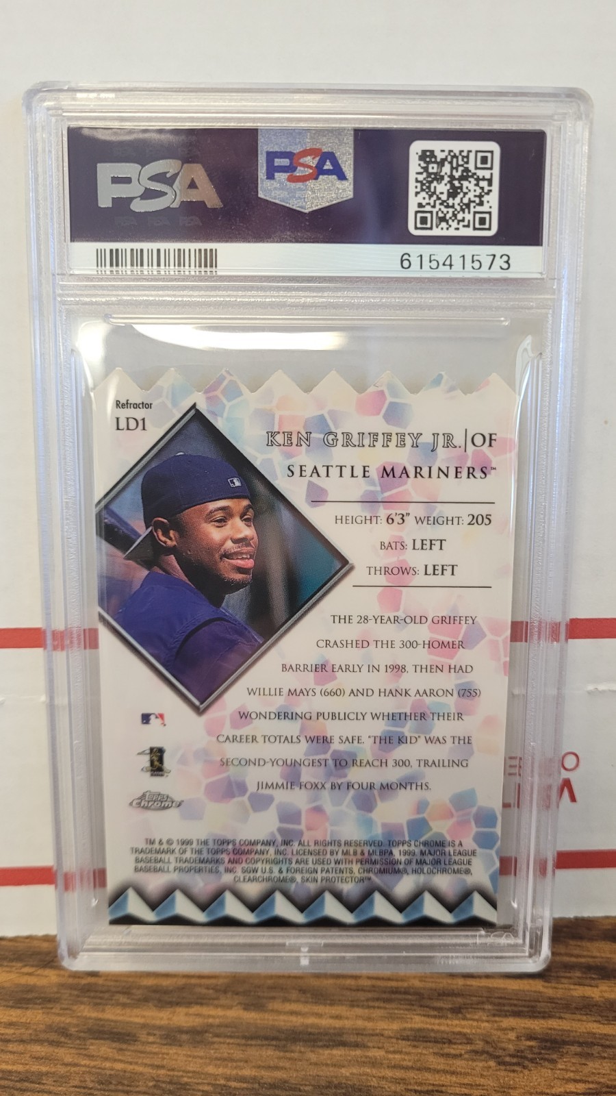 1999 Topps Chrome KEN GRIFFEY JR Lords Of The Diamond Refractor PSA 9 Mint view 2