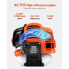 VEVOR String Trimmer, 42.7CC 2-Stroke, Gas Powered Weed Wacker, 16.9" Cordless G