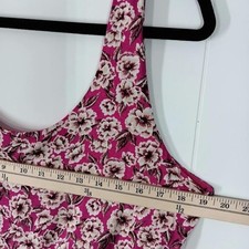LOFT Beach Dress Womens L Pink Floral Scoop Neck Tie Waist i Sundress Sleeveless