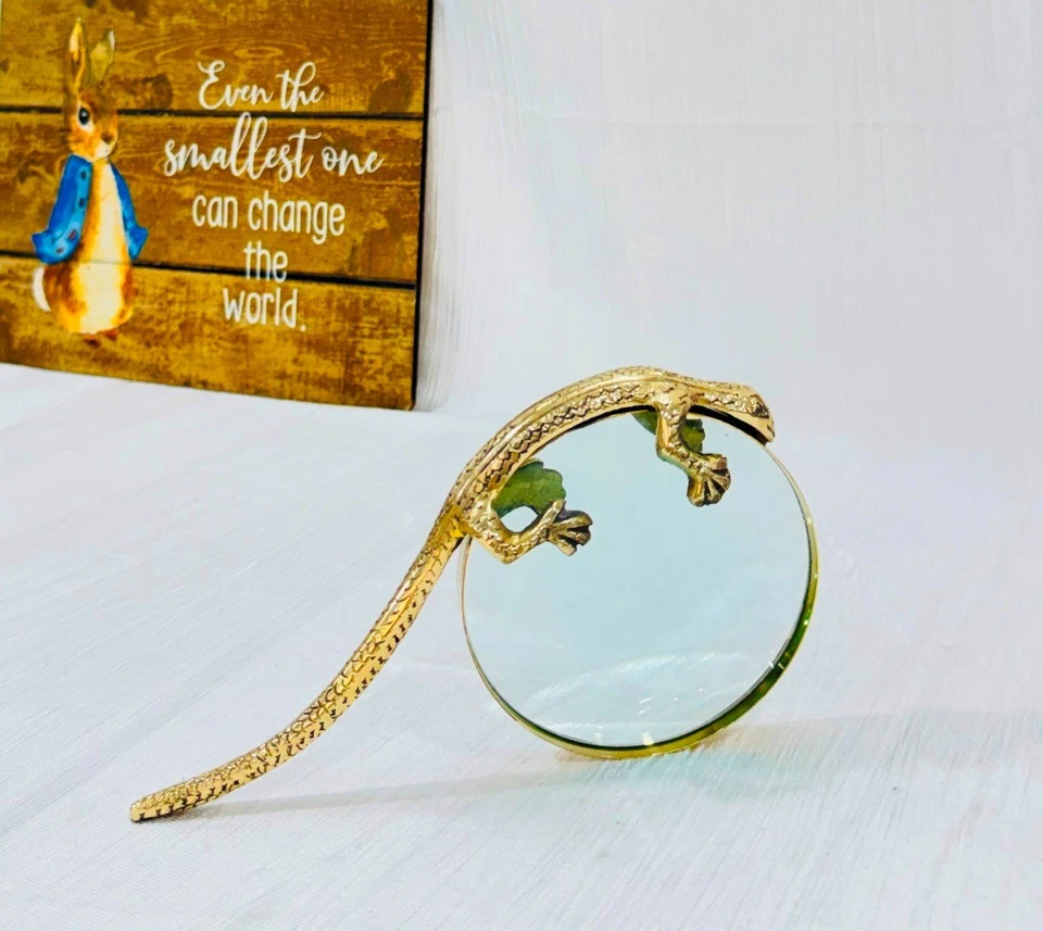 🔅Magnifying Glass with Brass Lizard Crocodile design Handle Magnifier For Readi - Image 4 of 4