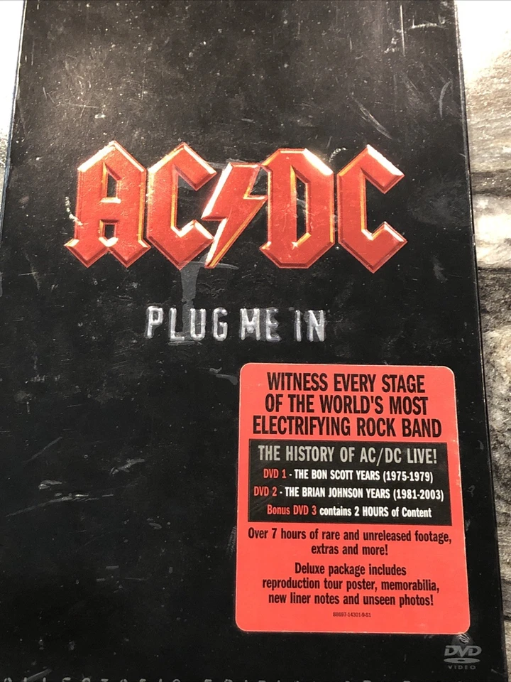 AC/DC Plug Me In Collector’s Edition 3 DVD Box Set Book 3 Discs New Sealed 7hrs! - Image 3 of 4