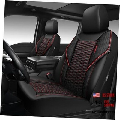 CAR PASS 3D Foam Mesh Leather Car Seat Two Front Black And Red Mesh Leather