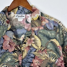 Vintage Caribou Hawaiian Shirt Womens 16 Tropical Floral USA Button Up 90’s