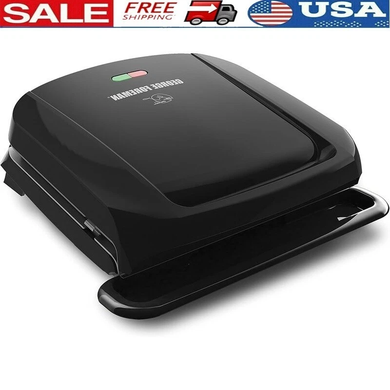 4-Serving Electric Grill Non-Stick Removable Plates Indoor Grill Panini Press US