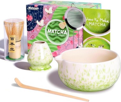 Matcha Set Beige Grün, 5-teiliges Matcha Besen Set,Premium Starter Set für A
