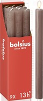 bolsius Rustik Stabkerzen Taupe 9Er Set 27X2.3Cm 13H Brenndauer Pflanzlich