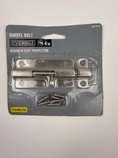 Everbilt 4 in. Stainless Steel Barrel Bolt Latch Gate & Door w/ Screw - NEW