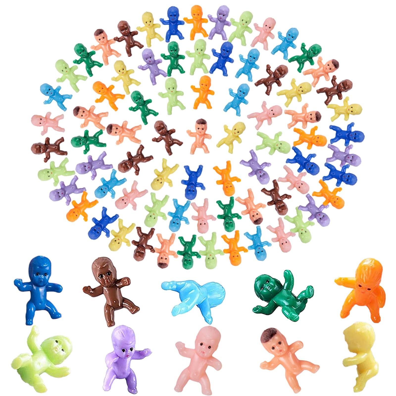 Mini Plastic Babies, 100 Pcs Mini Baby 1 Inch Small King Cake Babies Bulk Pla...