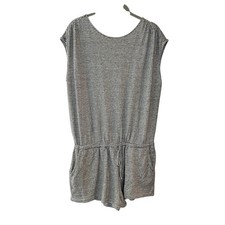 Prana Womens Retrieve Romper Sz M Navy Blue Stripe Hemp Cotton Blend Sleeveless